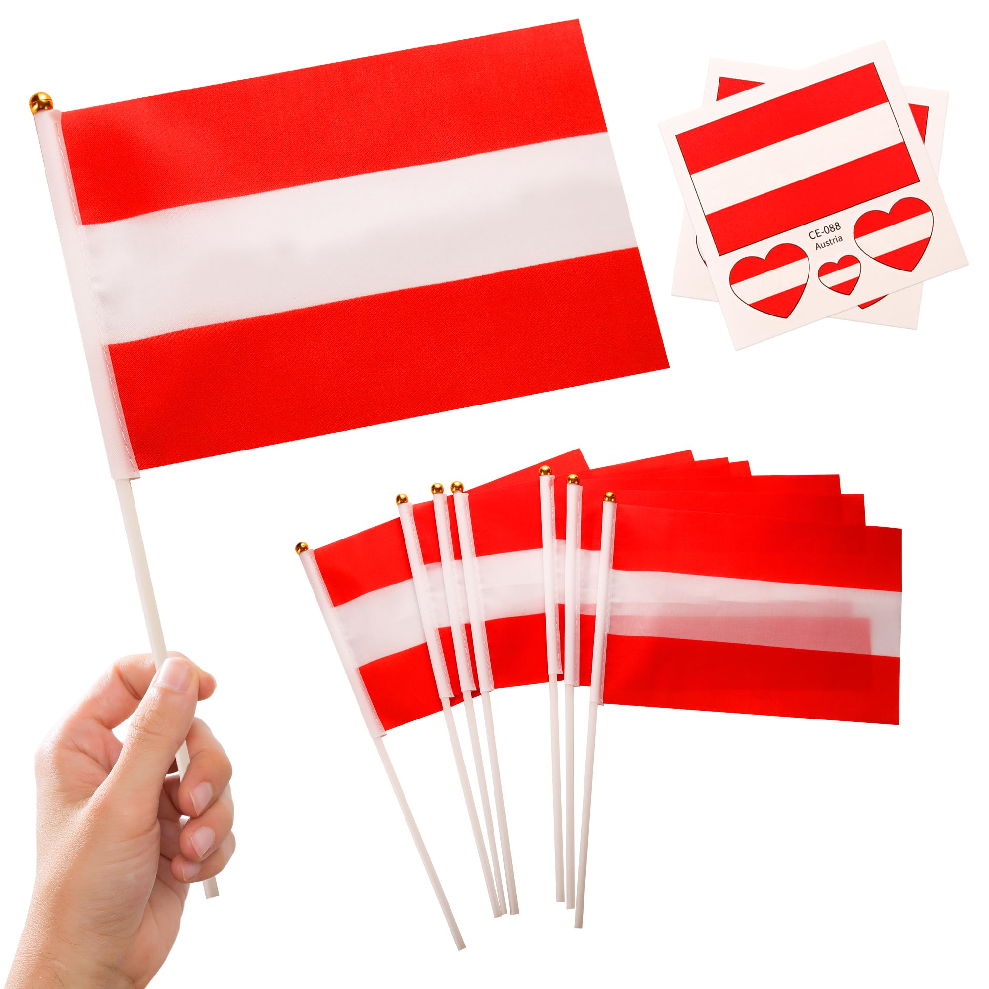 10pcs Small Austria Flags on Sticks & 2pcs Tattoos
