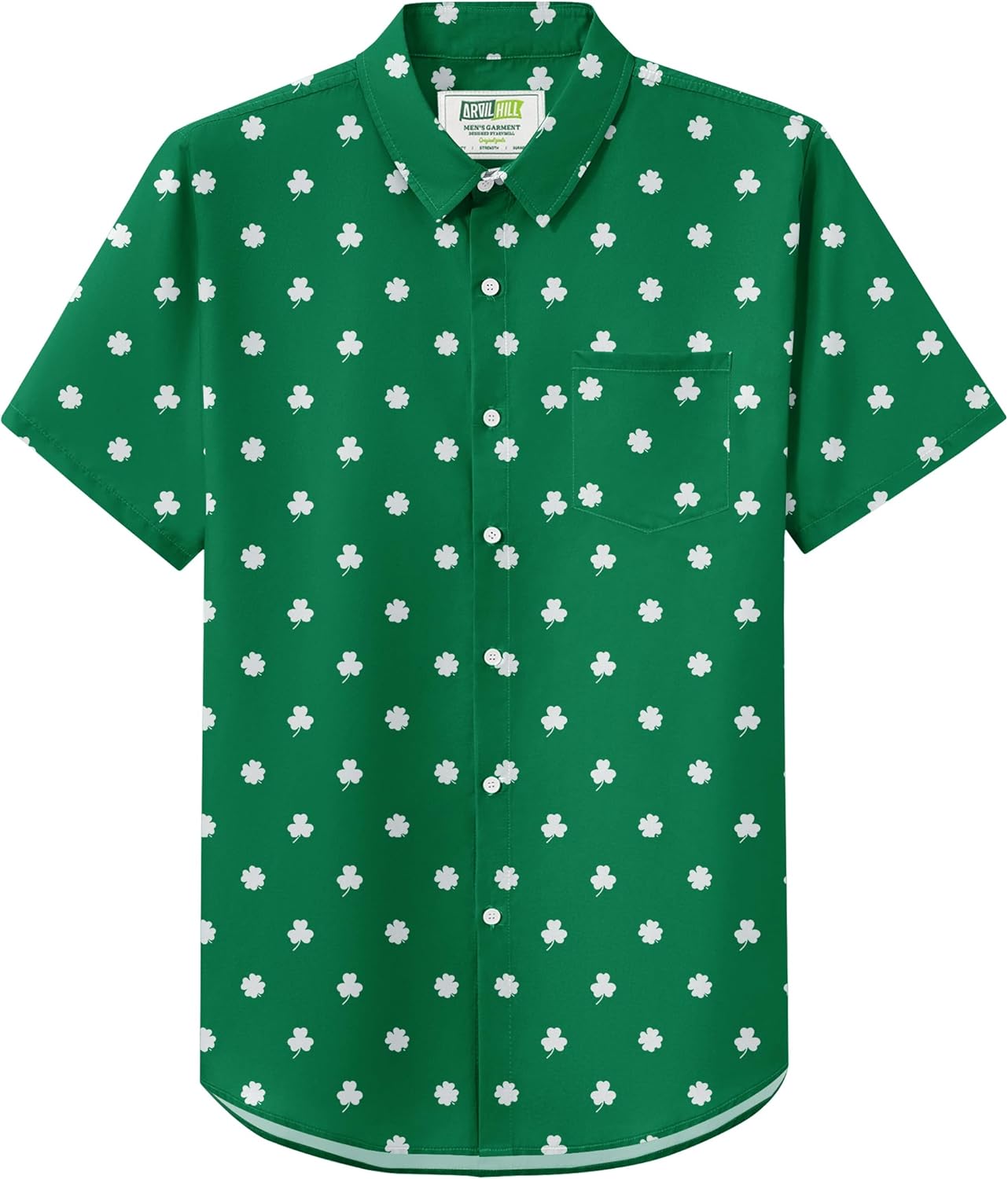 Arvilhill Men's St. Patrick’s Day Button Shirt Short Sleeve Shamrock Shirts (S-3XL)