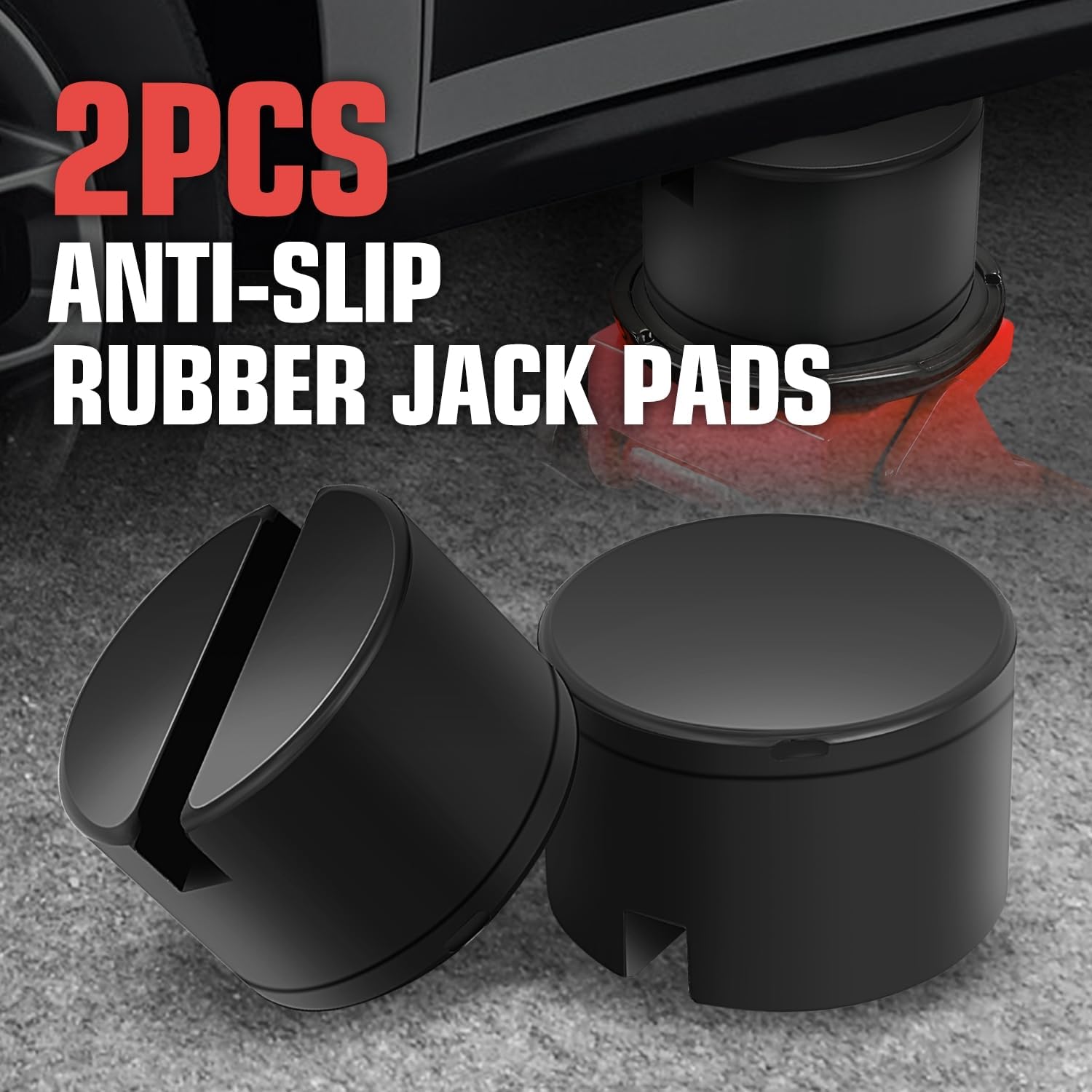 DNA Motoring 2pack Floor Jack Rubber Pad, Slotted Frame Rail Protector, Car Lifting Pads Universal Jack Pad Adapter for Floor Jack, TOOLS-00624