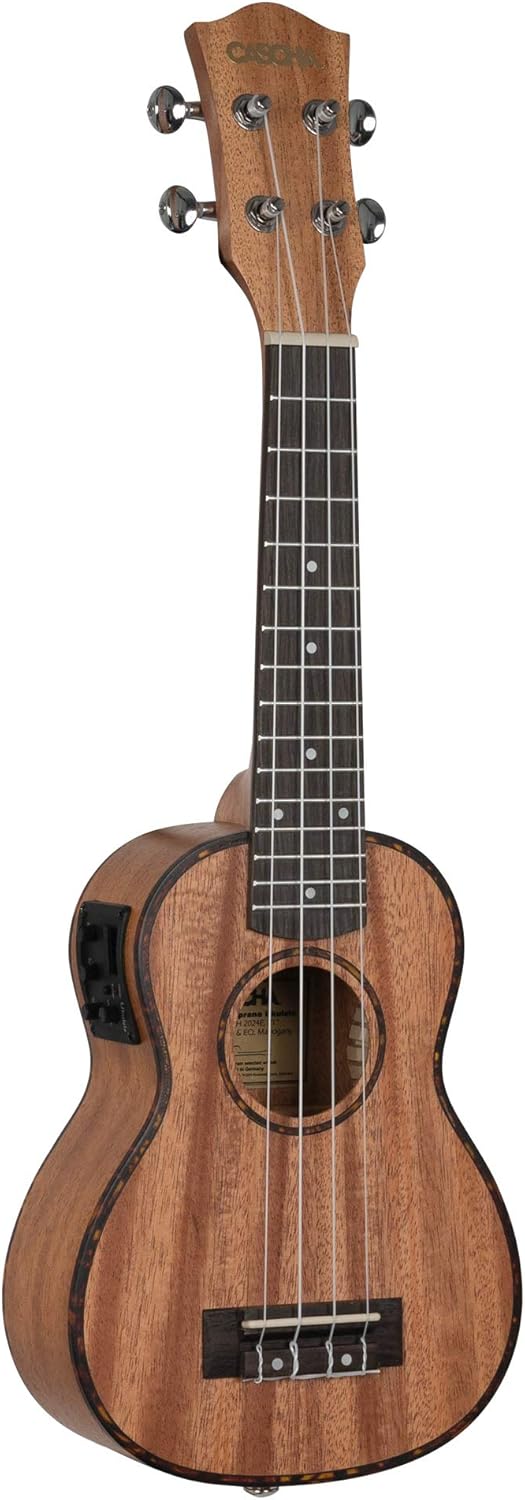 Angled front view of CASCHA Soprano Ukulele Mahogany Left-Handed