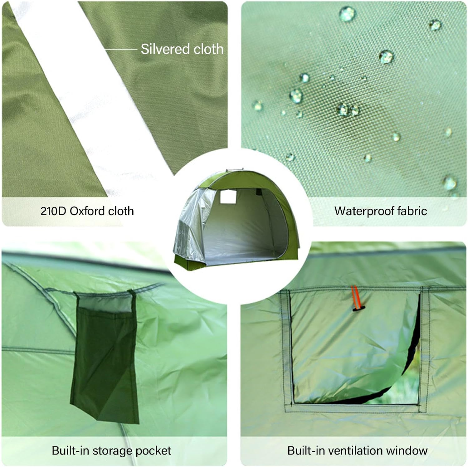 GLOGLOW Nan Bike Storage Tent, 210D Oxford Fabric, Portable Shelter for Garden Tools and Bikes, Solution 76.77x64.17x31.50in for Outdoor Use Ornament (OD Green)