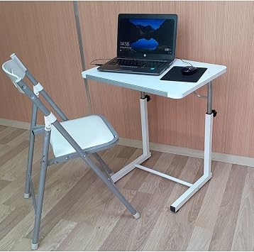 Depolife Acrobat Side Table Notebook Laptop Computer Desk Height Adjustable White