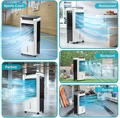 Miniatura 9 de Aire acondicionado portátil de 5500CFM, enfriador de pantano de tanque de agua de 10.6 galones, enfriamiento de hasta 800 pies cuadrados, aire