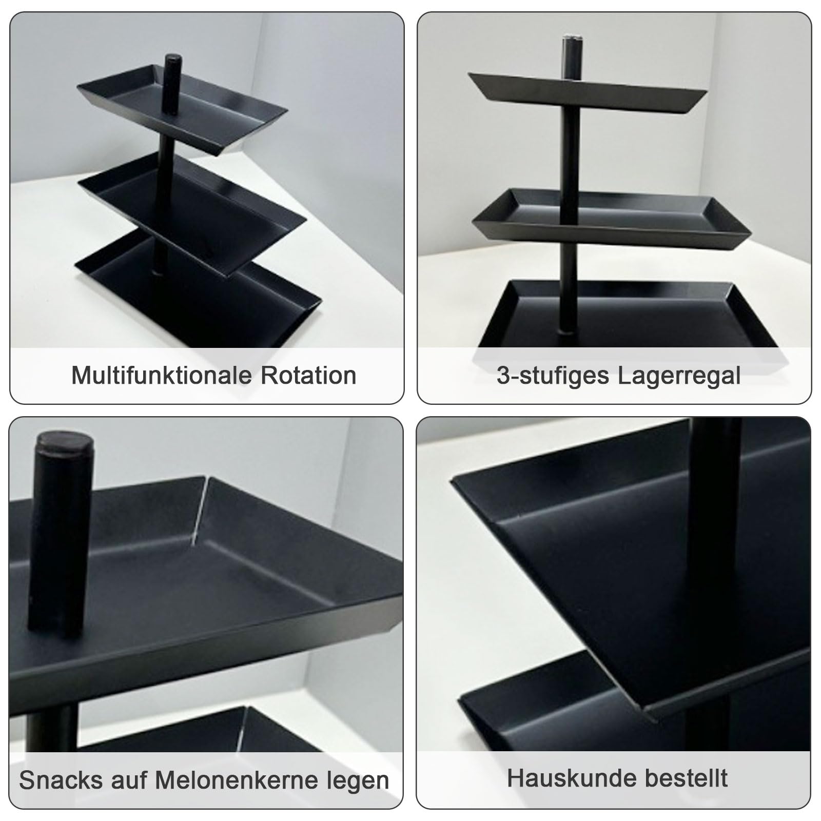 W&H 3-stöckige Etagere - Schwarze Cupcake-Ständer Für Desserts & Party