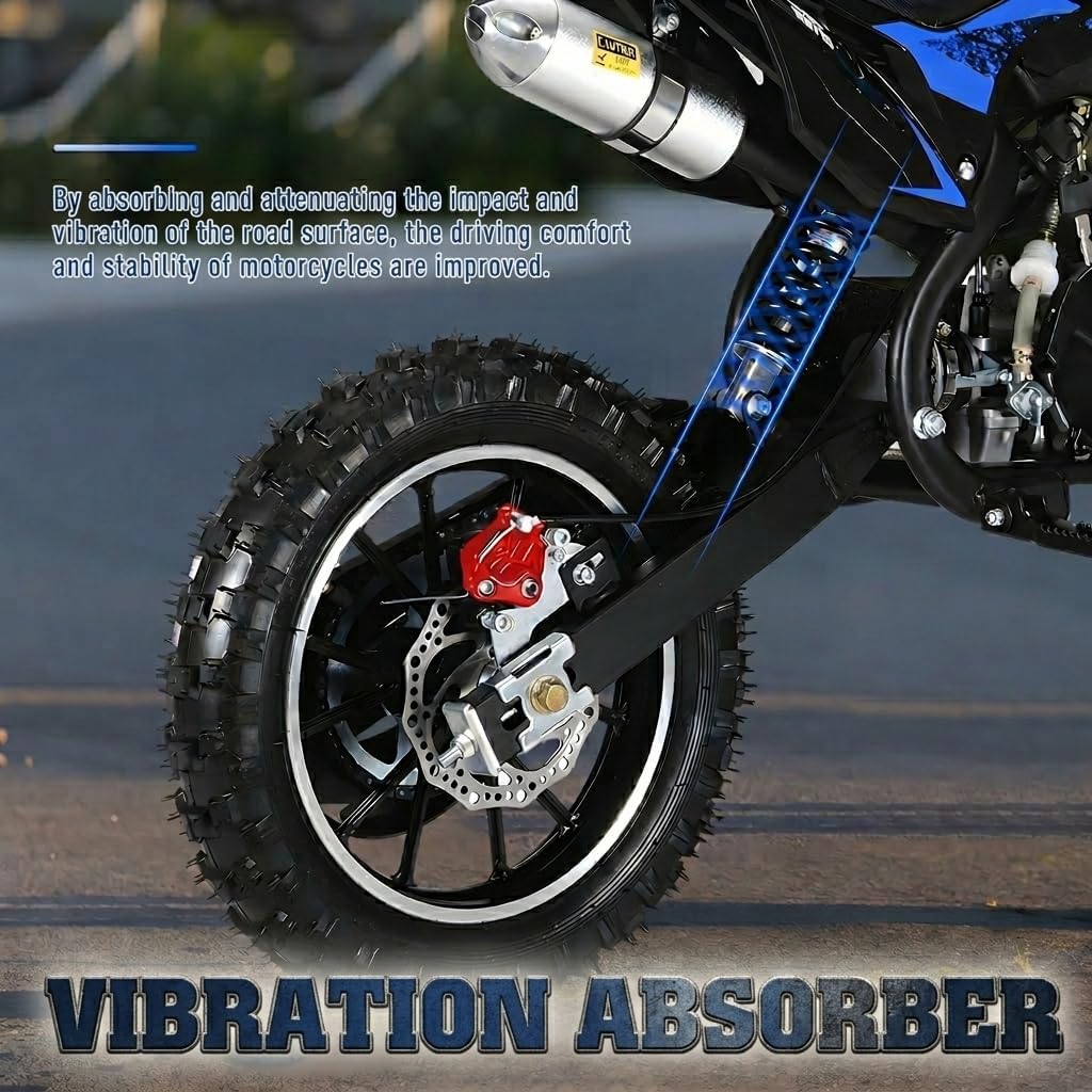50cc 2-Stroke Kids Dirt Bike,Gas Powered Motorcycle for Kids with Off-Rode Tire, Front Rear Disc Brakes Motocross,Up to 25 Mph,Shock Absorption Pocket Motorbike (Blue)