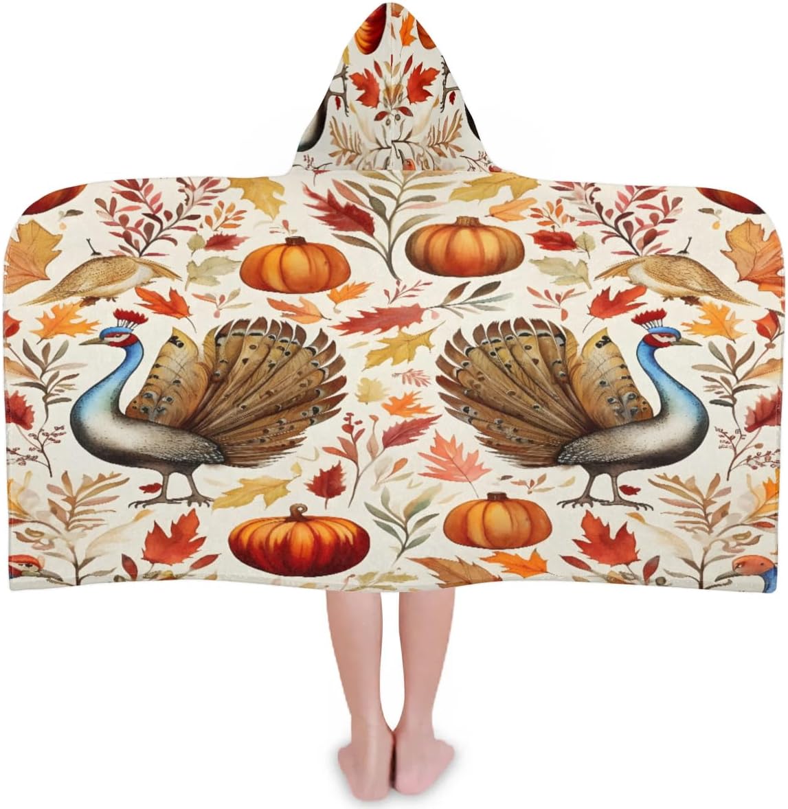 Pardick Kid Bath Towels Autumn Turkey Pumpkin Kids Towel with Hood for Girls Boys Beach Towel Pool Cover Up Soft Absorbent Toddler Hooded Bath Towel for Shower, Beach