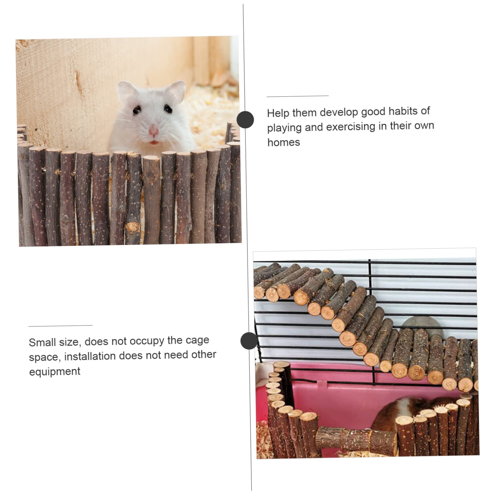Kisangel Lot De 2 Jouets Uniques pour Hamsters Clôture en Bois Cachette Accessoire Sûr pour Animaux De Compagnie Marron Clair