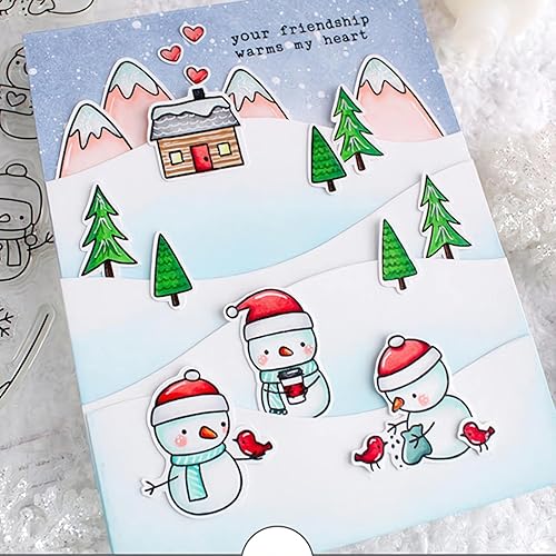 Miniatura 6 de Juego de sellos y troqueles transparentes de muñeco de nieve de invierno para hacer tarjetas, plantillas de corte para álbumes de recortes, álbum de