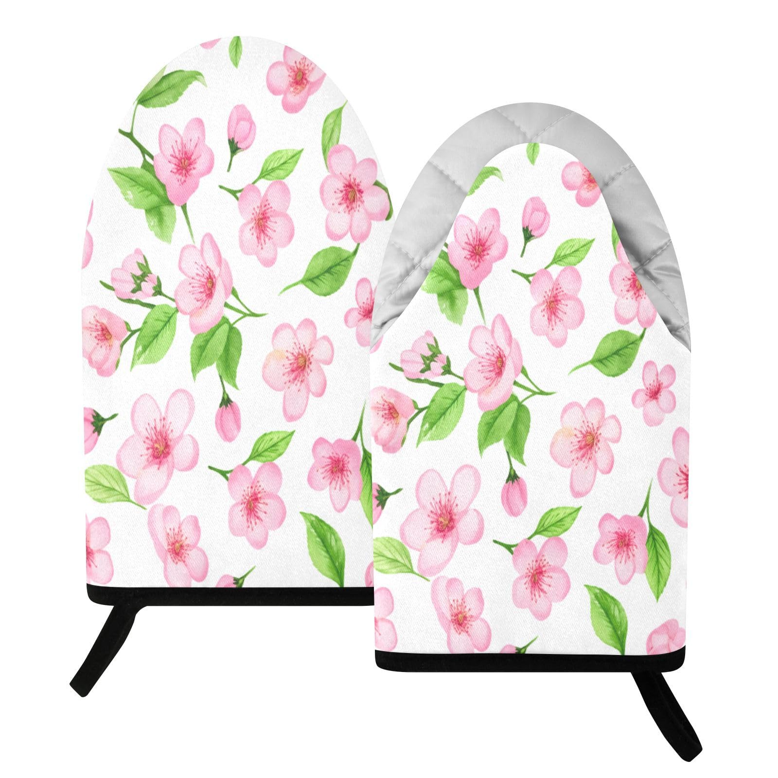 BURSTDDY Flowers Oven Mitt,Heat Resistant Kitchen Mitts for Cooking