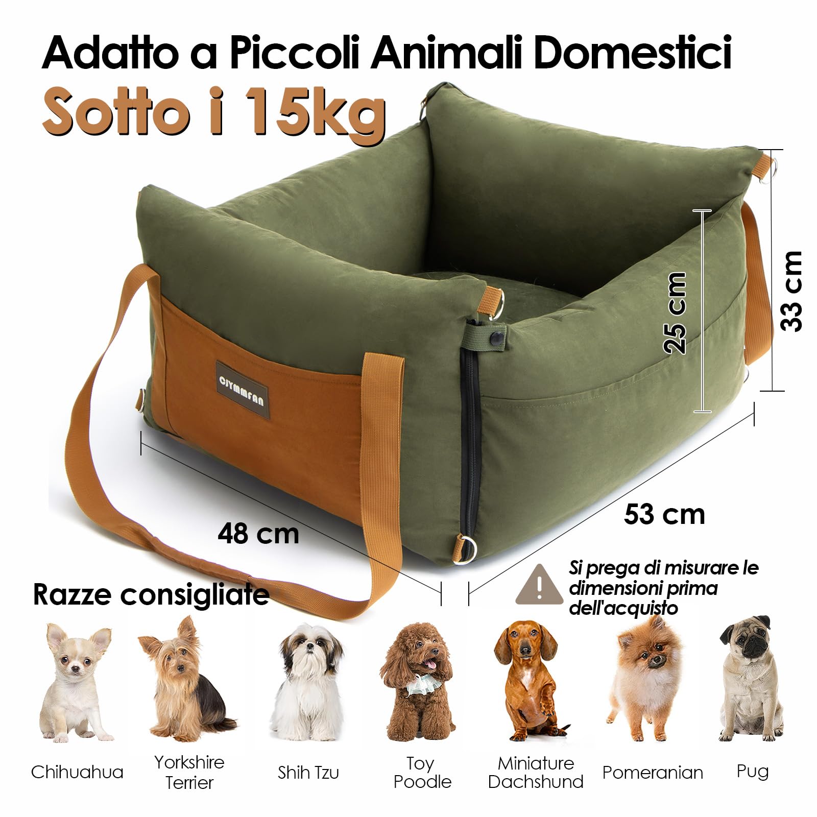 Seggiolino auto per cani di piccola taglia sotto i 15 kg, per cani di piccola taglia con zona di riposo allungabile, rimovibile e lavabile, cuccia per cani con scomparti e cintura di sicurezza