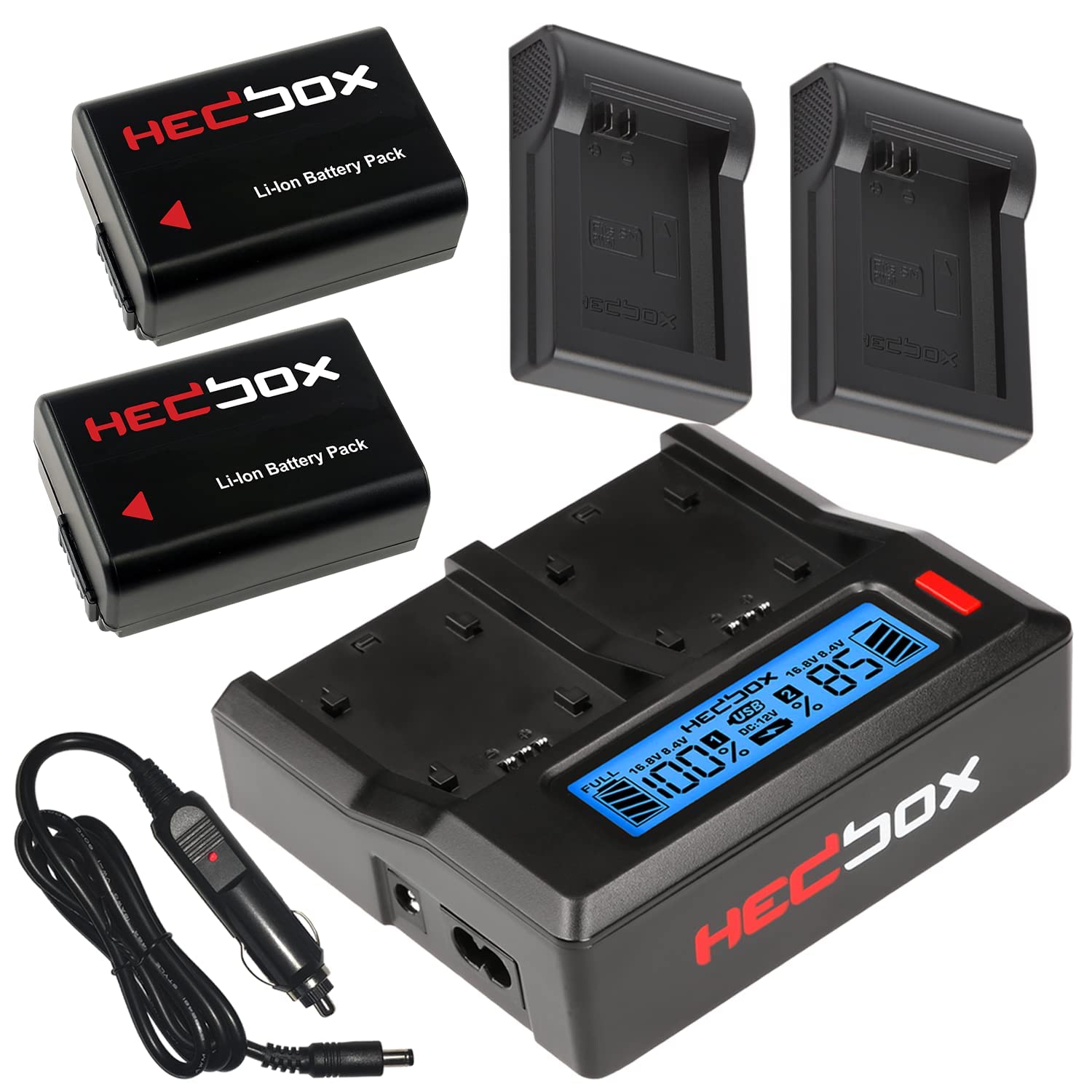 HEDBOX RP-DC50 / FW50 Two NP-FW50 Style Battery and RP-DC50 Dual Charger Kit - (8Wh / 1080mAh) can b