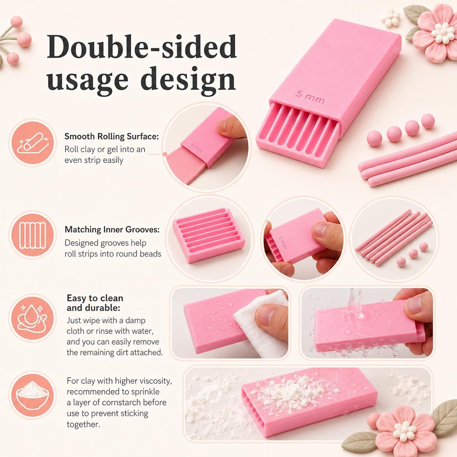 3D Print Clay Gel Ball Maker Tool, 3D Ball Maker for Nails, Polymer Clay Roller 2mm 3mm 4mm 5mm Sphere Shaper Roller Tool for Perfect Round Beads, Earrings & Jewelry Making