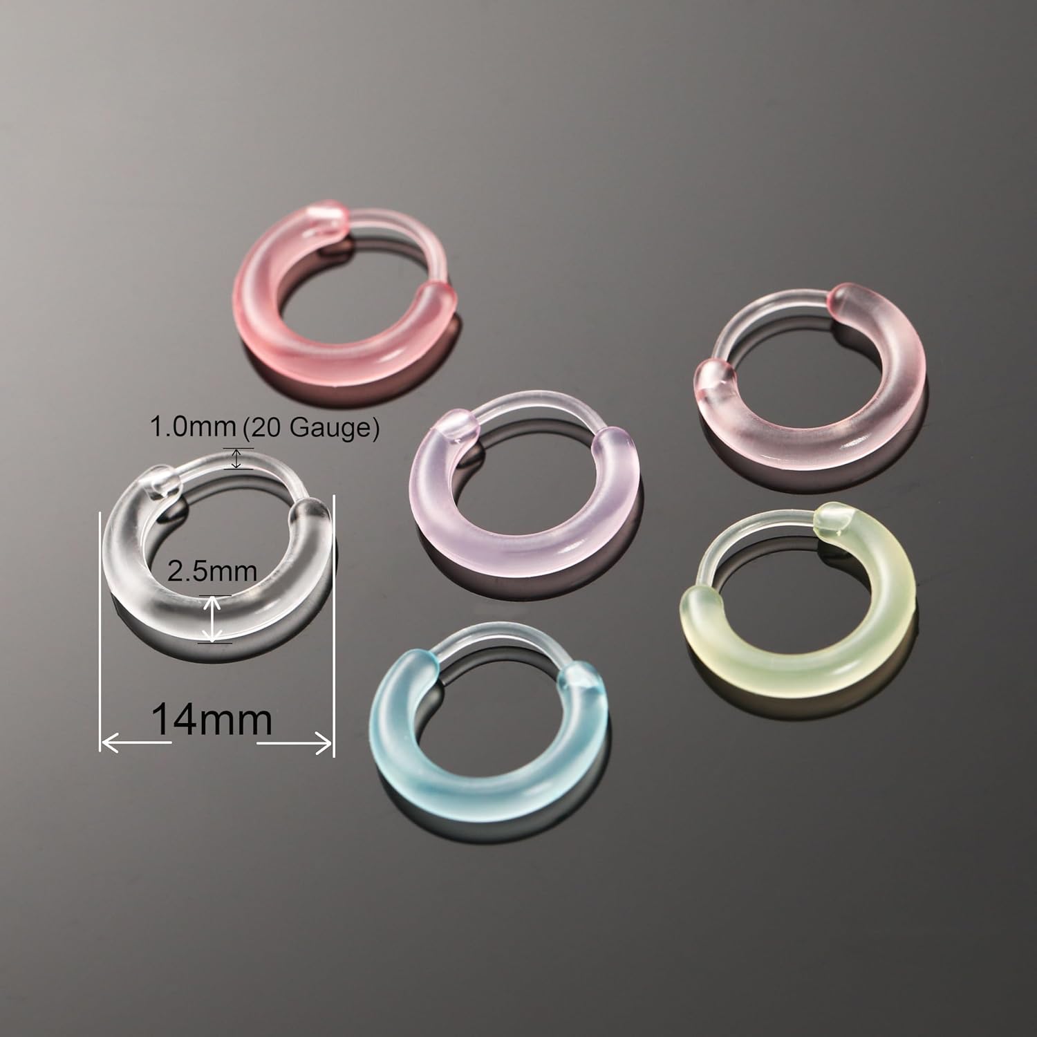 12 Pairs Anti-Allergy Unisex Cute Plastic Hoop Ear Retainers, Nose Rings, With Buckle, For Sensitive Ears & Skin