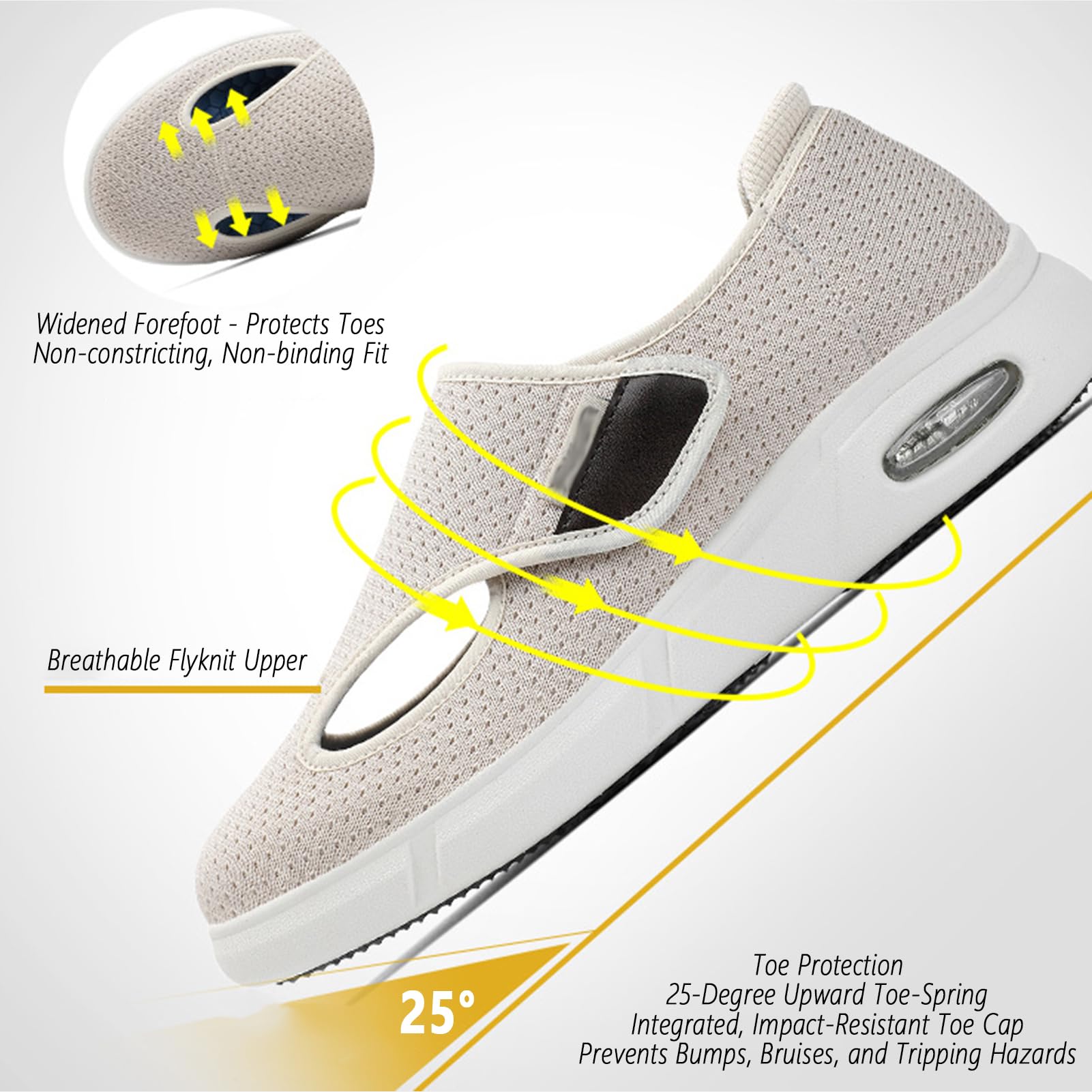 Bardzo szerokie buty dla cukrzyków, dla mężczyzn i kobiet, ortopedyczne, zdrowotne, hallux valgus, buty medyczne, na lato, wygodne buty rekreacyjne, buty dla seniorów, dla opuchniętych stóp