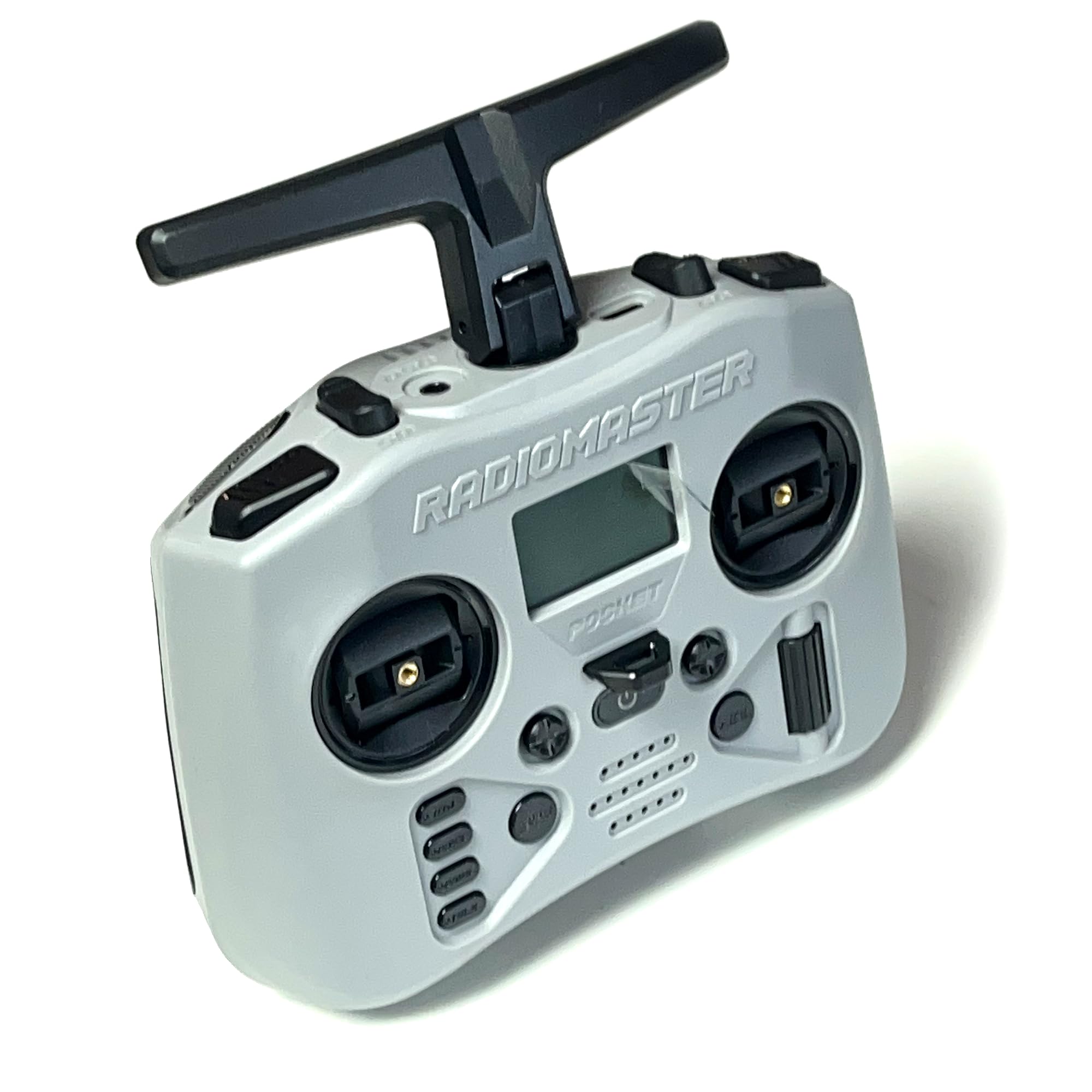 Radiomaster Pocket ELRS Controller Hall-Gimbal zdalne sterowanie EdgeTX i diody LED do dronów FPV RC helikopterów, samochodów RC, łodzi EU-LBT (bez baterii 18650) (kolor szary)