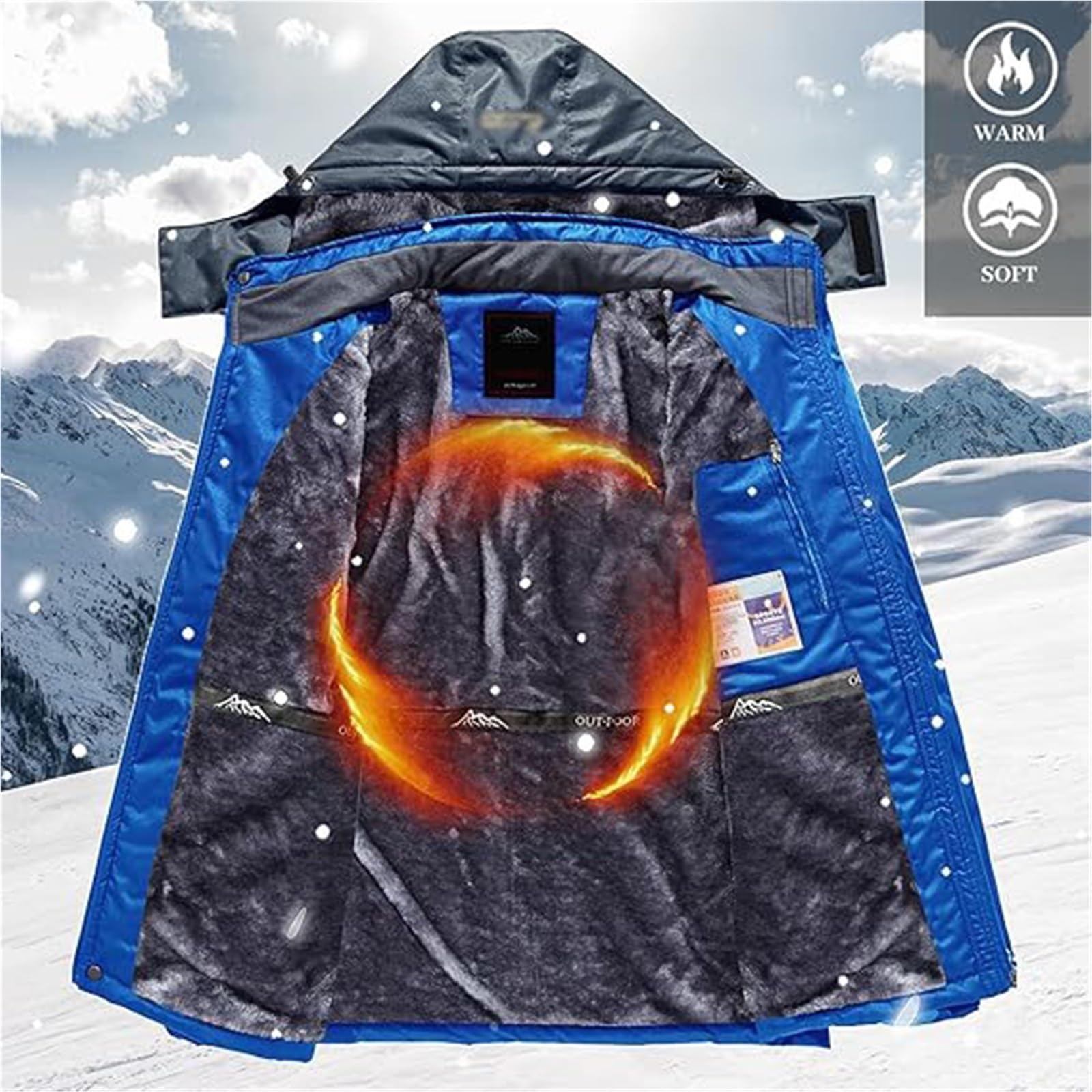 Dwuczęściowy Męski Komplet Narciarski, Modny Zimowy Ciepły Outdoorowy Z Kapturem Wiatroszczelny Komplet Snowboardowy Dla Mężczyzn, Snowboard Outdoor Wodoodporny Wiatroszczelny Innych