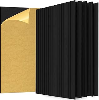 6 Pack Acoustic Wall Panels, 47.2X23.6X0.4 inch Decorative Self-Adhesive Soundproof Panels, Sound Dampening Panels for Home Studio Office, White(Black,6)