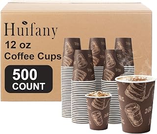 12 oz 500 Pack Disposable Coffee Cups, Thickened Paper Cups Bulk | Paper Coffe Cups, Hot Cold Beverage Drinking Cup, Disposable Paper Cups, for Office, Home, Event