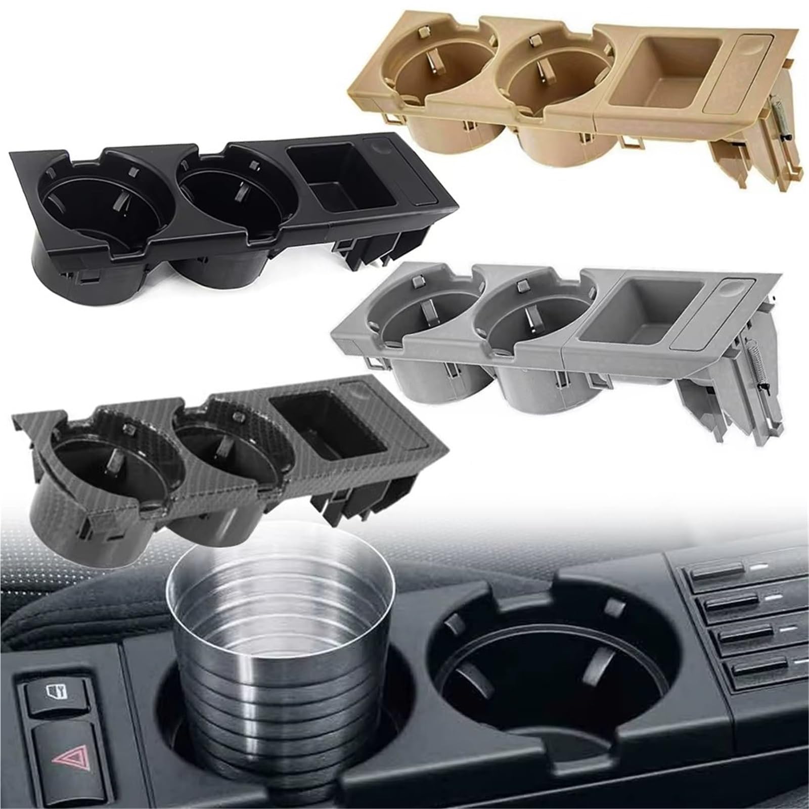 Compatible Con Para 328i 1998 2000 Consola Central De Coche Agua Portavasos Soporte Para Botellas Bebidas Bandeja Para Monedas OEM：51168217953(Grey 1 Set)