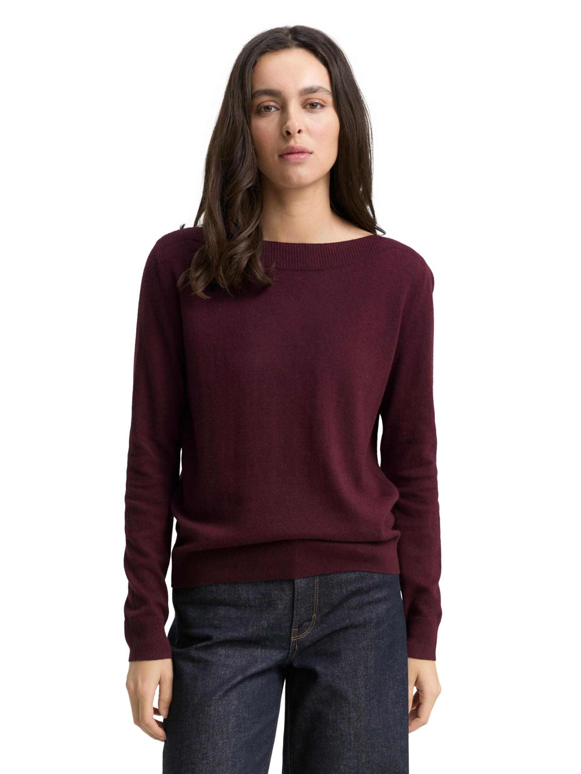 TOM TAILOR Damen Strickpullover mit U-Boot-Ausschnitt
