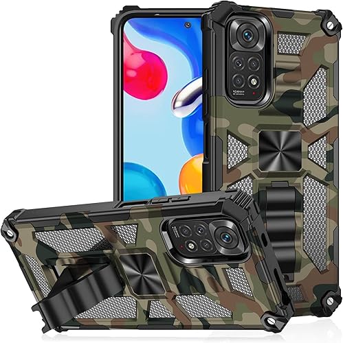Funda para Redmi Note 11S, funda para Redmi Note 11 4G, funda de camuflaje militar con protección de grado militar probada contra caídas y cubierta