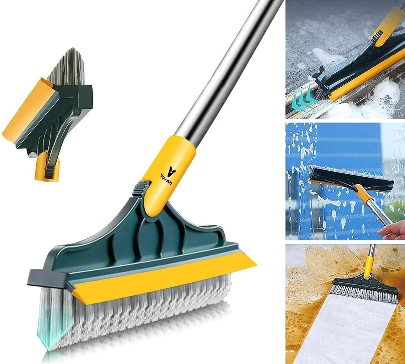Vasukie 2 in 1 Bathroom Cleaning Brush with Wiper Tiles Cleaning Brush ...