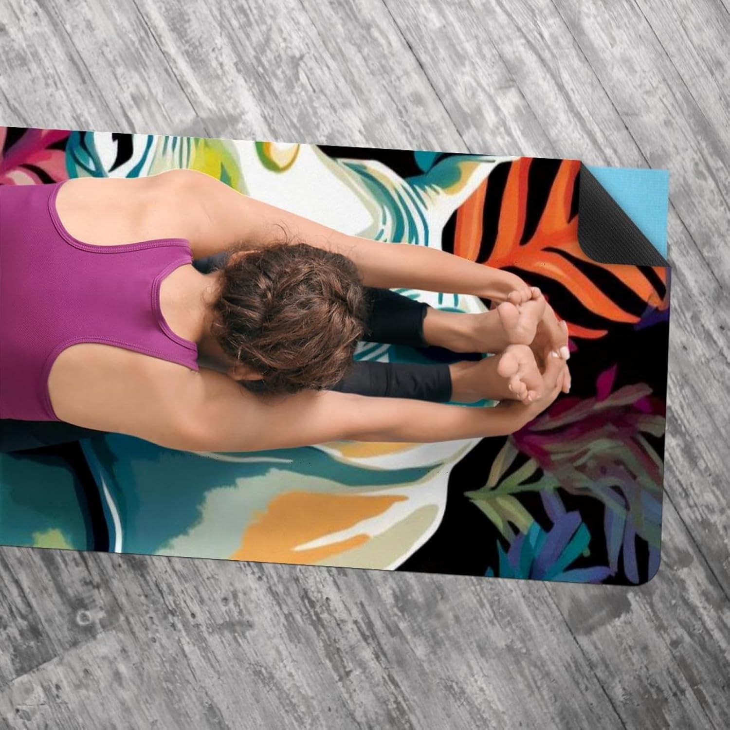 Yoga Towel, Rhino Animal Print Non Slip Sweat Absorbent Hot Yoga Mat Towel for Hot Yoga, Pilates and Fitness - 72.8" x 26.8"