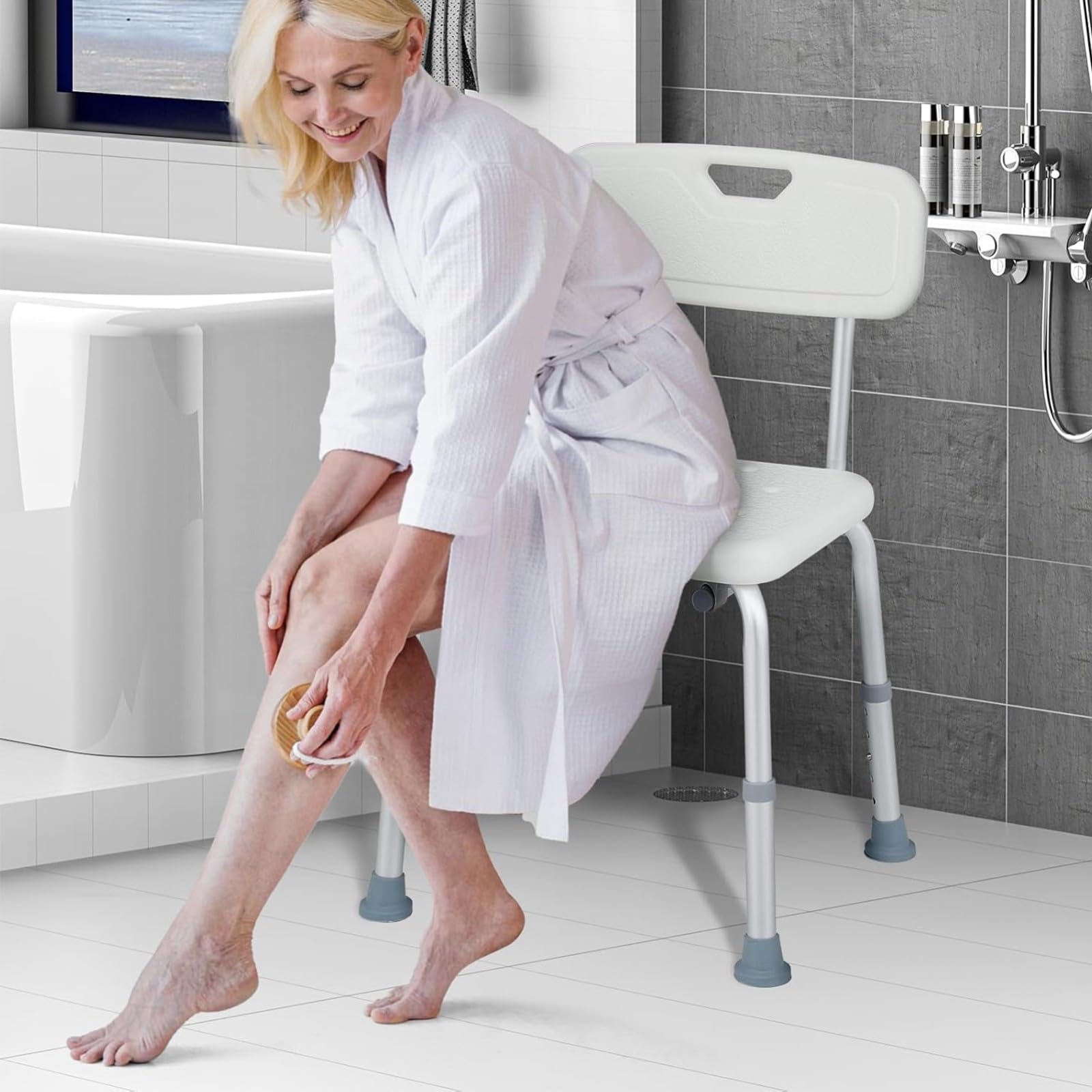 Taburete Baño Ducha Forma De U Higiénico,Banqueta Baño Adultos,Silla para Ducha para Personas Mayores,Taburete Ducha para Mayores,Silla Ducha Taburetes para Baño Confort
