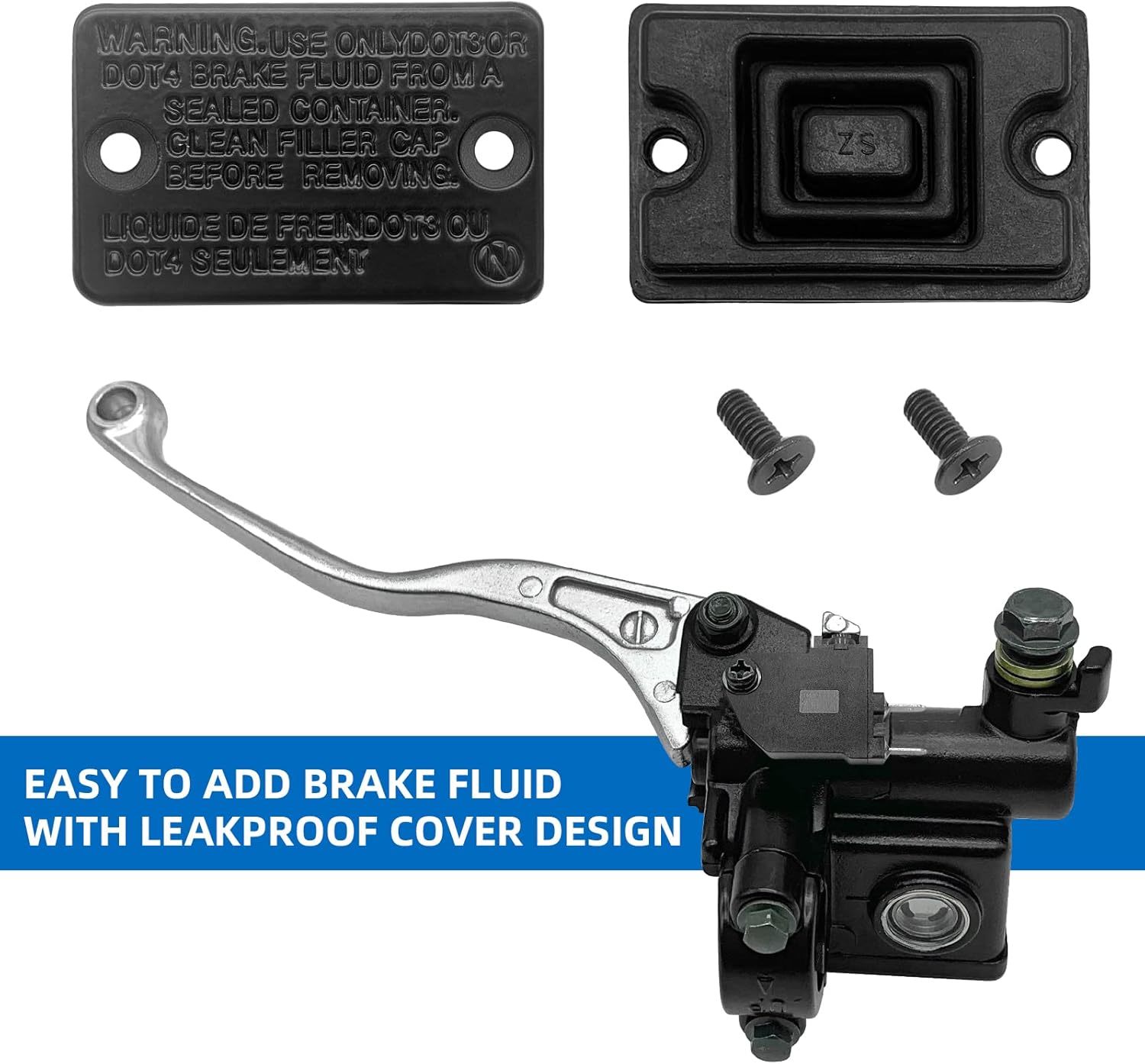Easy brake fluid addition with leakproof cover