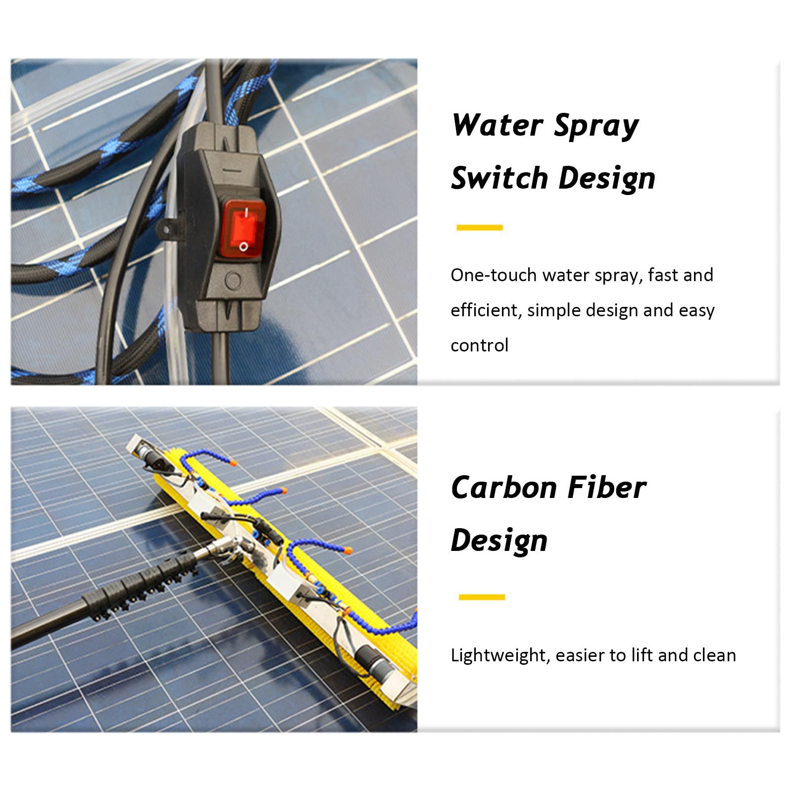 Limpia Placas Solares, Máquina de Limpieza de Lavado de Paneles fotovoltaicos con Varilla telescópica, Alimentada por Agua, Limpia Vidrios, Ideal Lavado Camiones,Cartelería,Mainspower-6m