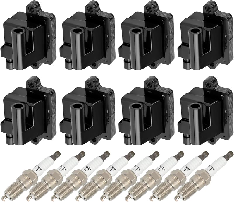Kit de bobinas de ignição e velas OCPTY UF271 para Chevrolet Tahoe e Cadillac Escalade – 8 bobinas e 8 velas