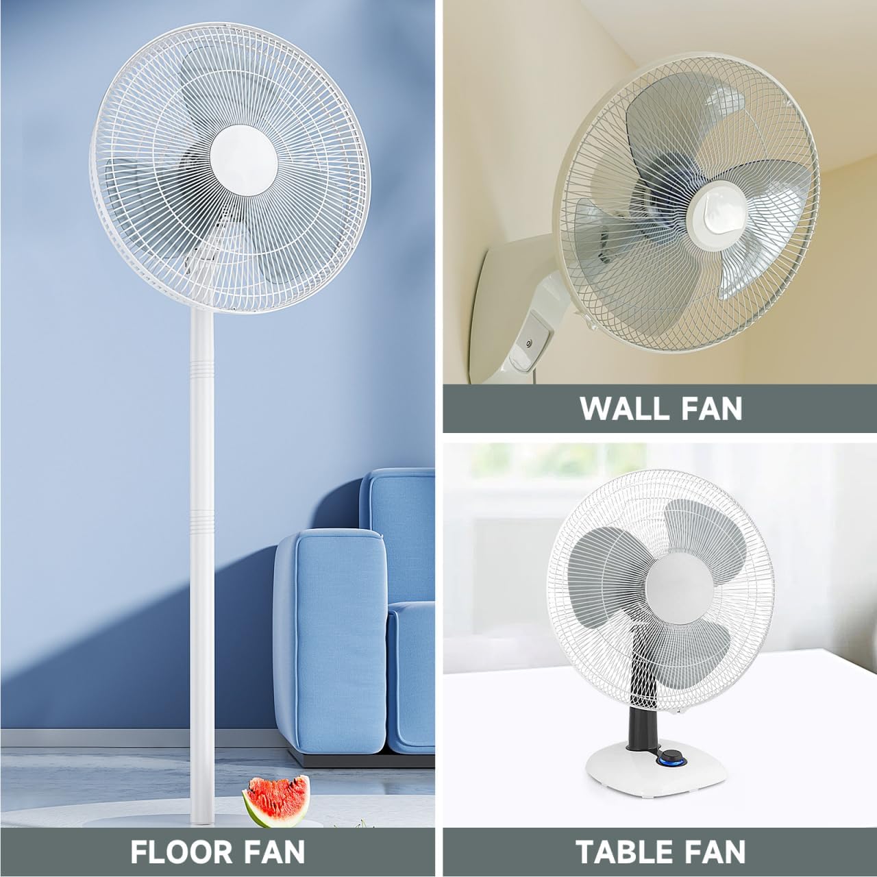 DOITOOL 16 Inch Fan Blade Replacement with Nut Cover, Universal Plastic 3 Leaves for Standing Pedestal Fanner Table Fan Replacement Blade Parts