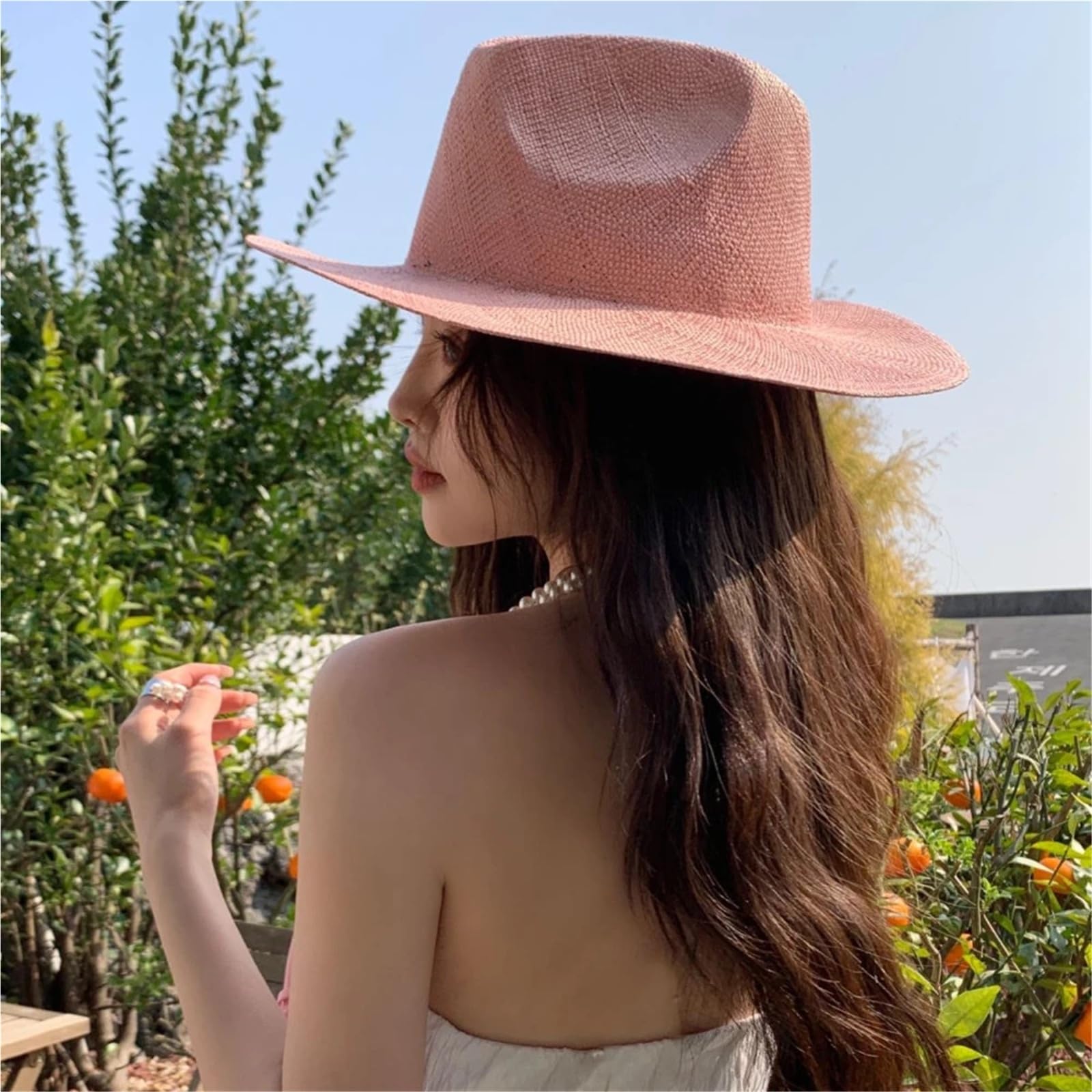 Sombrero Paja Primavera Verano Simple Liso teñido Jazz Sombrero de Paja for Viajes y Playa Mujeres Natural Transpirable Sombreros Sol ala Grande