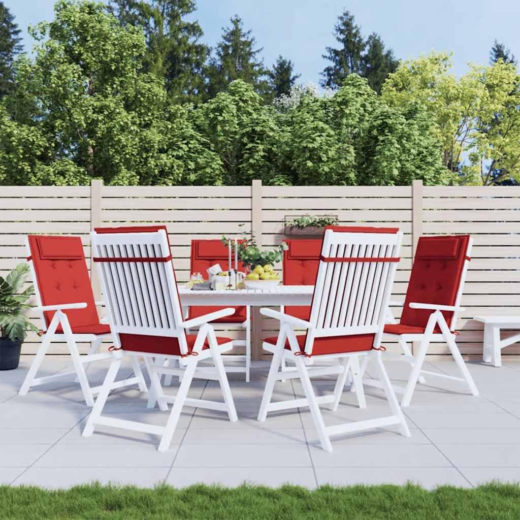 Coussins dossier haut pour chaise de jardin imperméables lot de 6 rouge