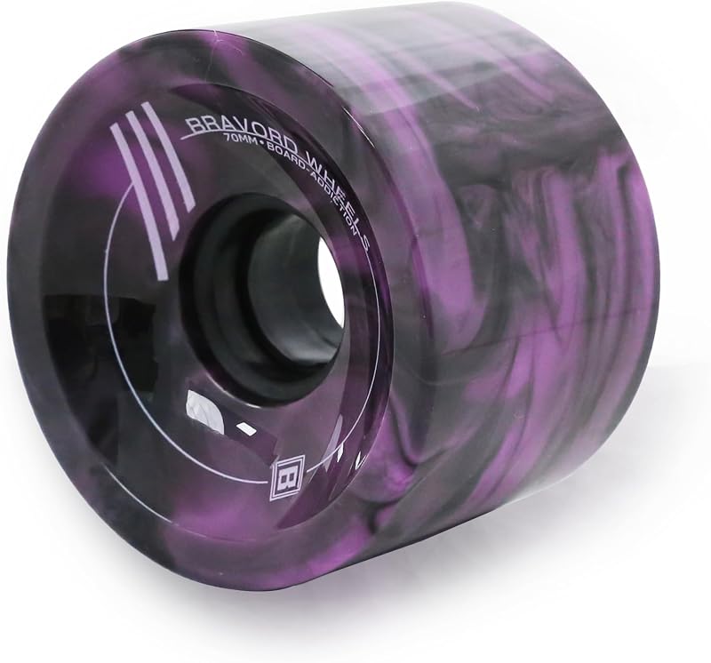Longboard Wheels 70mm 78A PU, Mixed-Color Wheels | For Cruisers and Longboards– Pack of 4 (Mix-Purple)