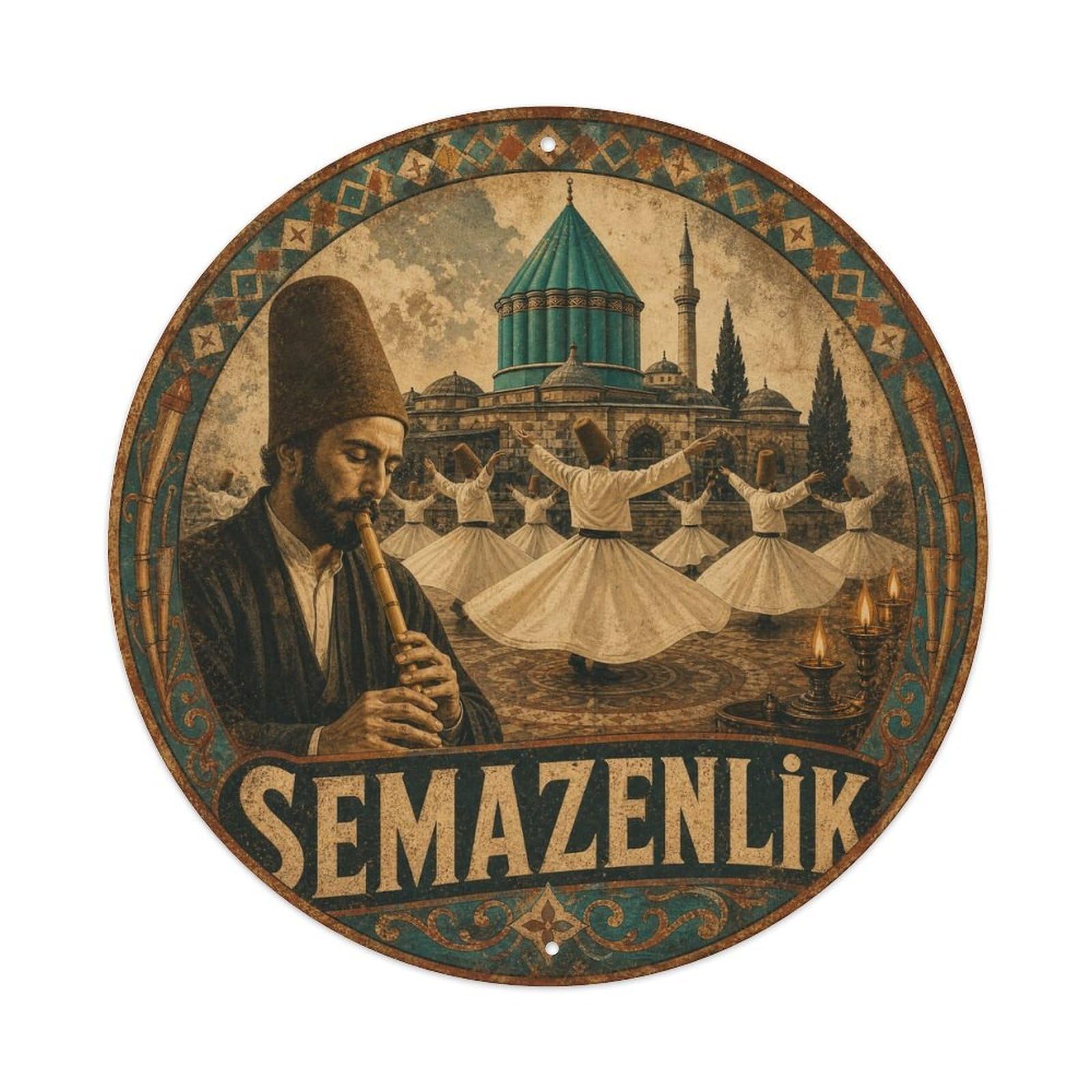 Konya Whirling Dervish Turkey Sema Culture Metal Tin Sign