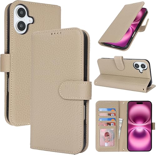Vista 120 de Zouzt Funda para iPhone 11 de 6.1 pulgadas de piel auténtica con 4 ranuras para tarjetas, tarjetero con bloqueo RFID, tapa magnética, función atril