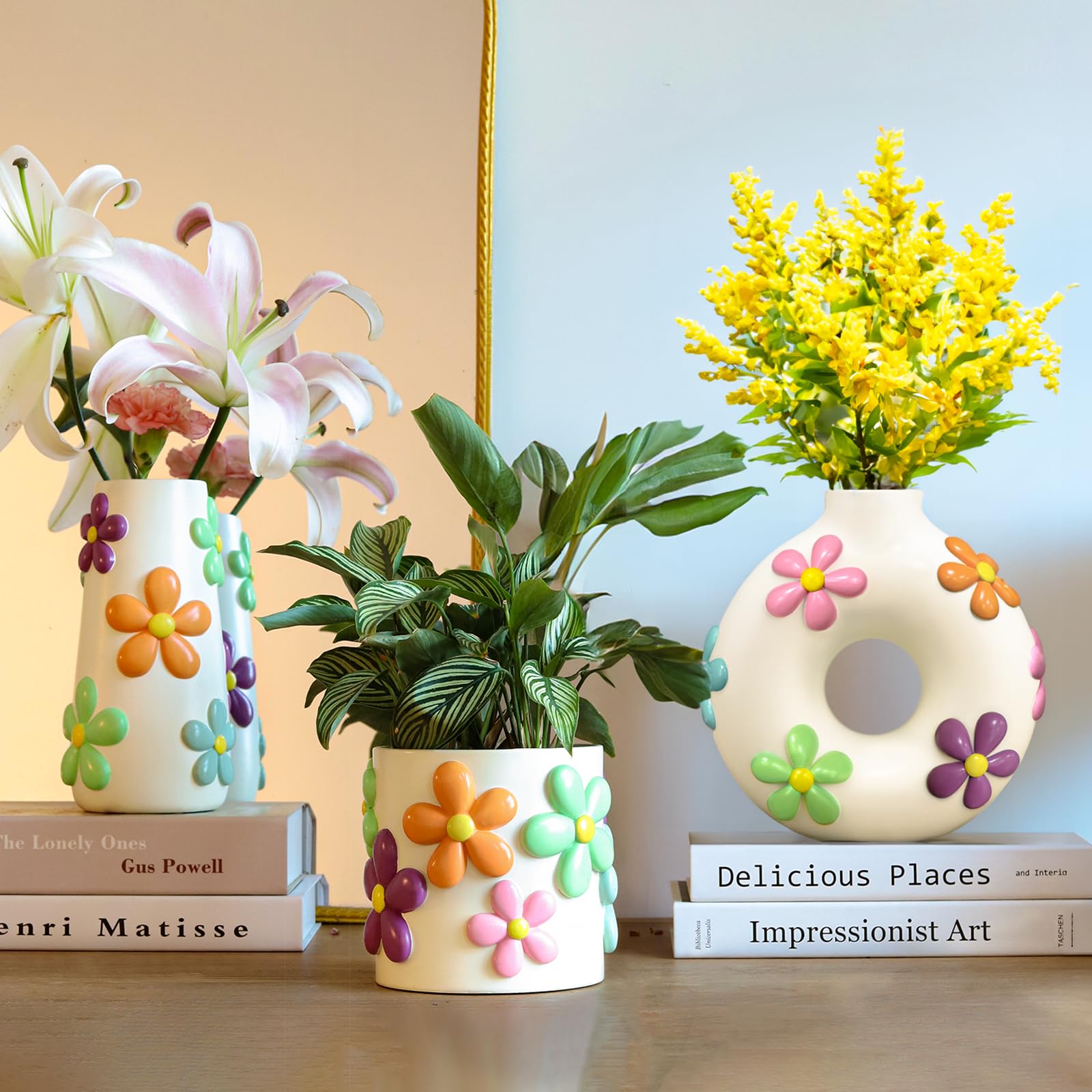 Amazon.co.jp: GUGUGO カラフルでかわいいドーナツの花瓶、モダンな