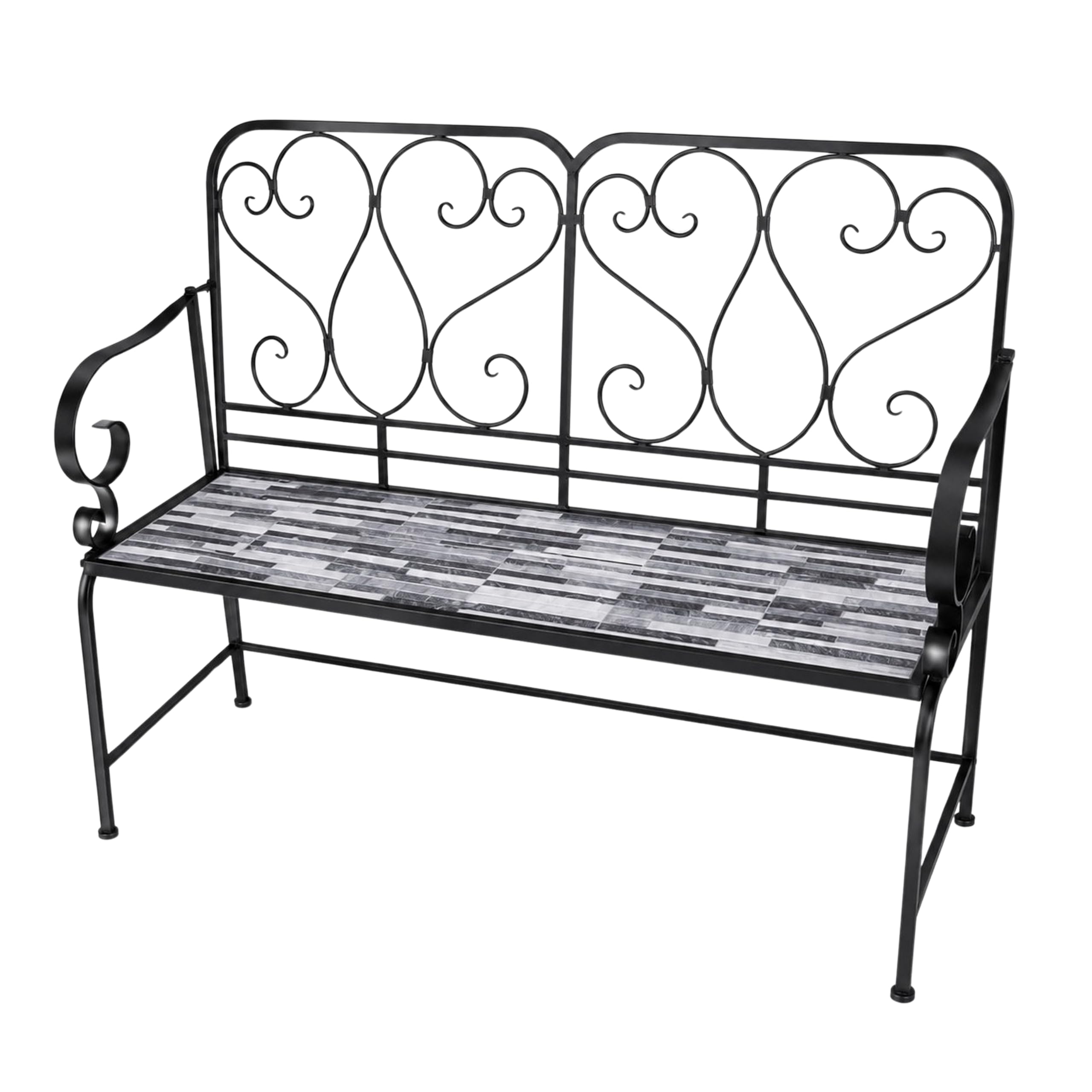 SHATCHI Mosaic Garden Bench 2 Seater 112cm Cascade Metal Ceramic Tile Seat