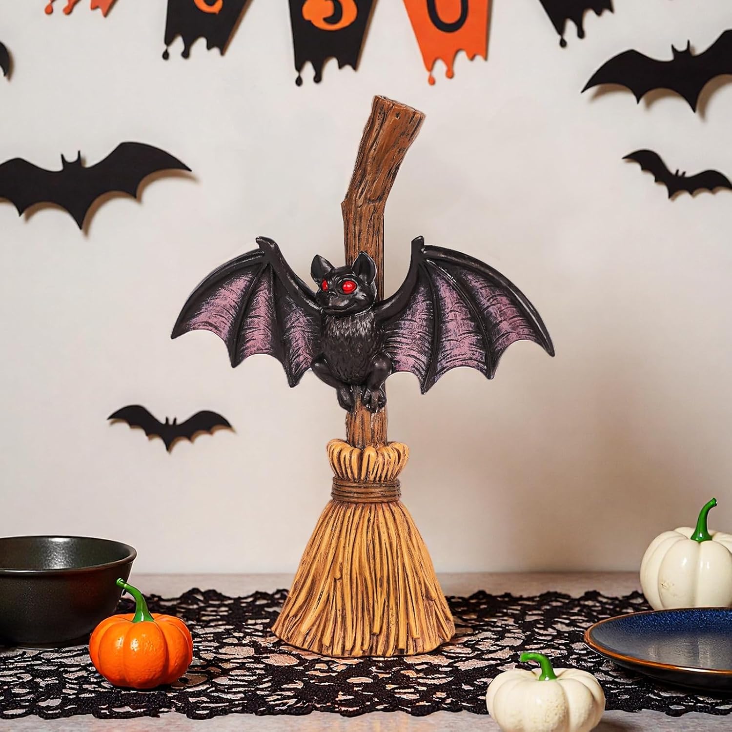 Bat Decor - 6.2inch Vintage Halloween Figurines Witchy Bat Figurine | Witchy Halloween Decor & Halloween Witch Decor, Cool Bat Figurine for Home Tabletop Shelf