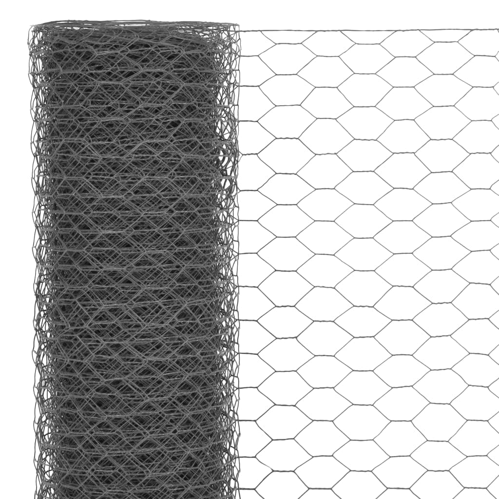 Alambrada de gallinero acero revestimiento PVC gris 25x1 m, Malla metálica para gallinero, Red de gallinero de acero, Alambrada de gallinero de acero resistente para proteger a tus aves de corral