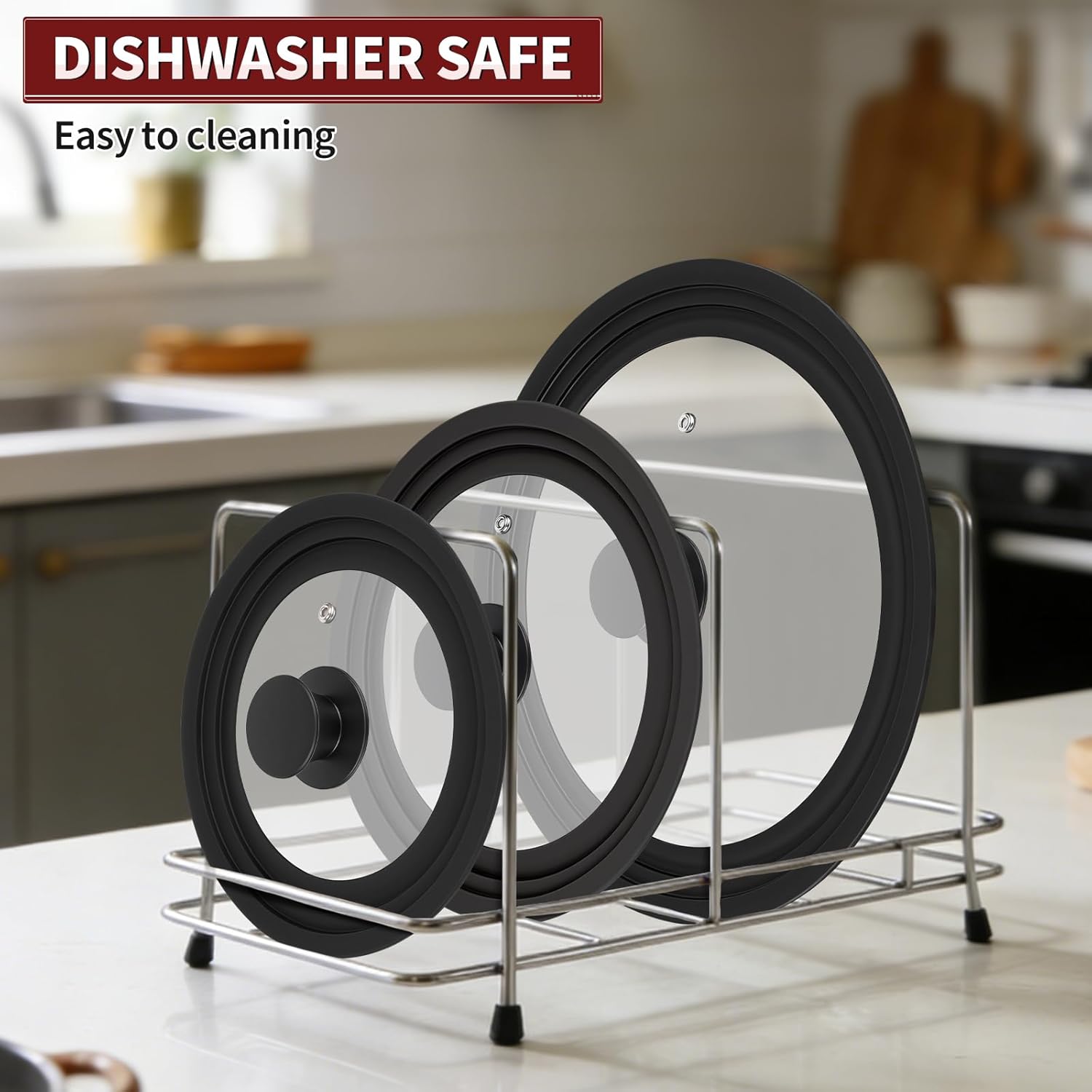 3 Pack Universal Pan Lids,Replacement Pan Lid Fits 6", 7" 8" & 8", 9" 9.5" & 10", 11" 12" Cookware,Tempered Glass Pan Cover with Heat Resistant Rim for Skillets, Pots, Frying Pans & CrockPot