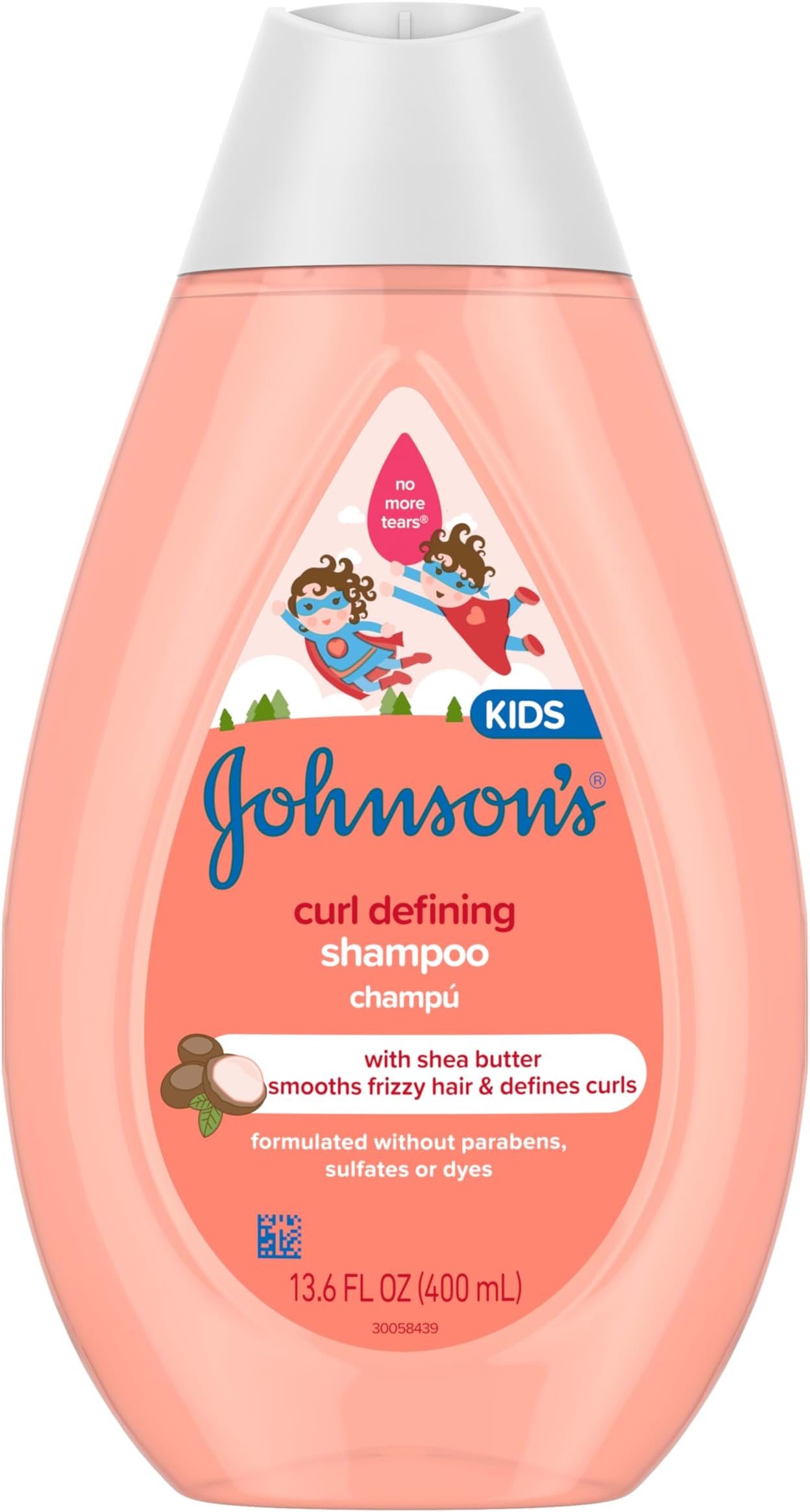 Johnson's Curl-Defining, Frizz Control, Tear-Free Kids' Shampoo with Shea Butter, Paraben-, Sulfate- & Dye-Free Formula, Hypoallergenic & Gentle for Toddler's Hair, 13.6 fl. oz
