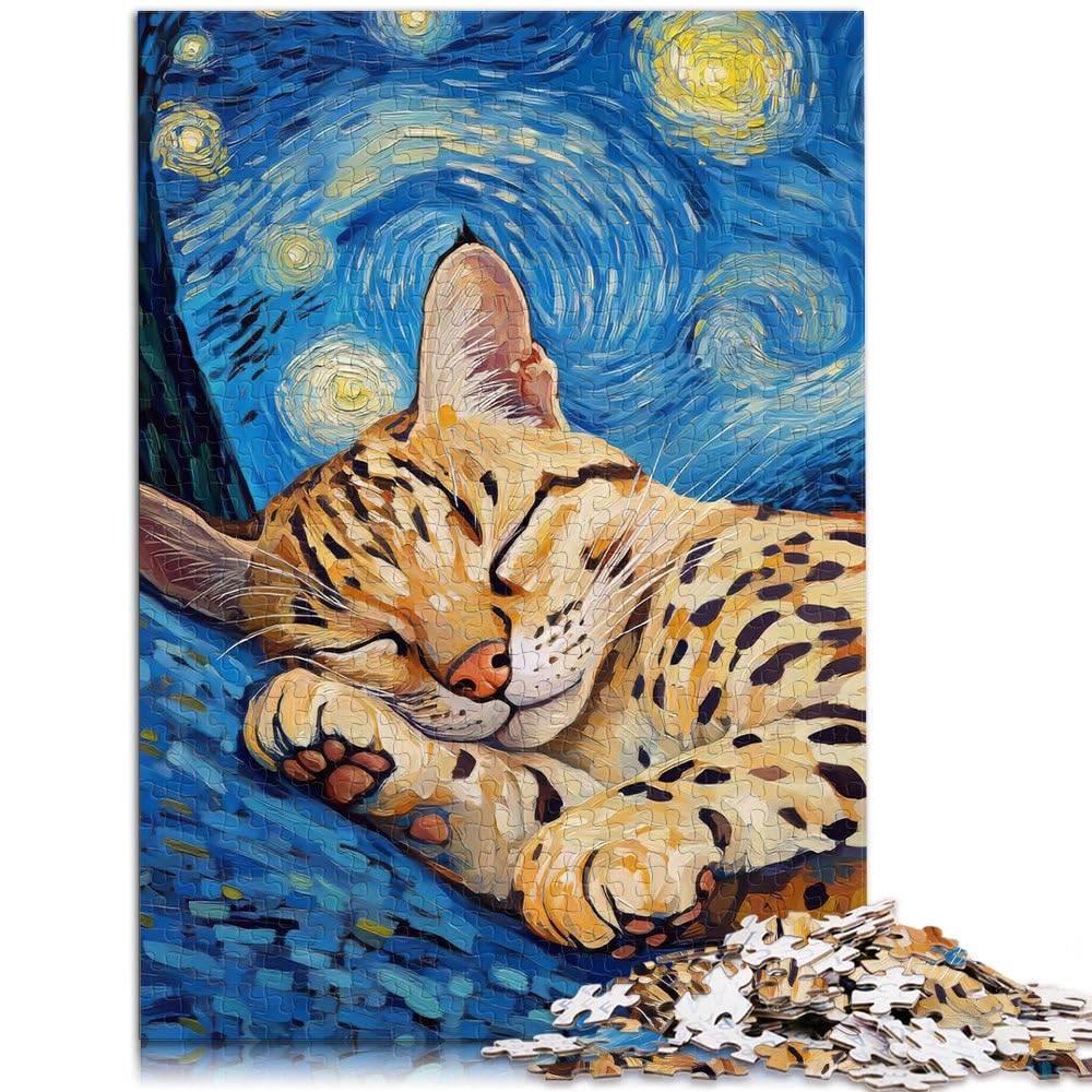 Gatto nella notte stellata Puzzle da 2000 pezzi per adulti giocattoli educativi per l'apprendimento offerte come regali per tutta la famiglia 70x100cm