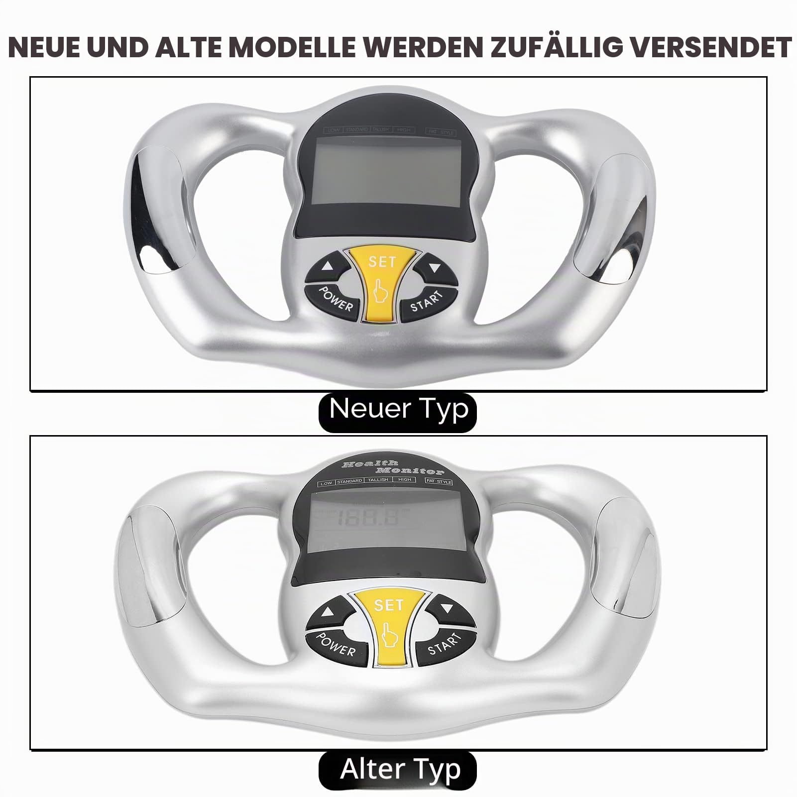 Digitaler Körperfett Analysator für die Persönliche Gesundheit, Kalorien-BMI-Messung, Handheld-Digital-Body-Fat-Loss-Monitor, Fat-Analyzer-Monitor-Messgerät mit Griff für Männer