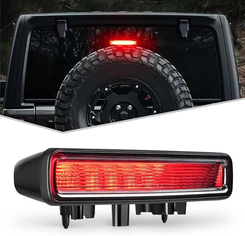 Terceira luz de freio LED Nilight com lente fumê para Jeep Wrangler JL 2018–2026 – 1 unidade