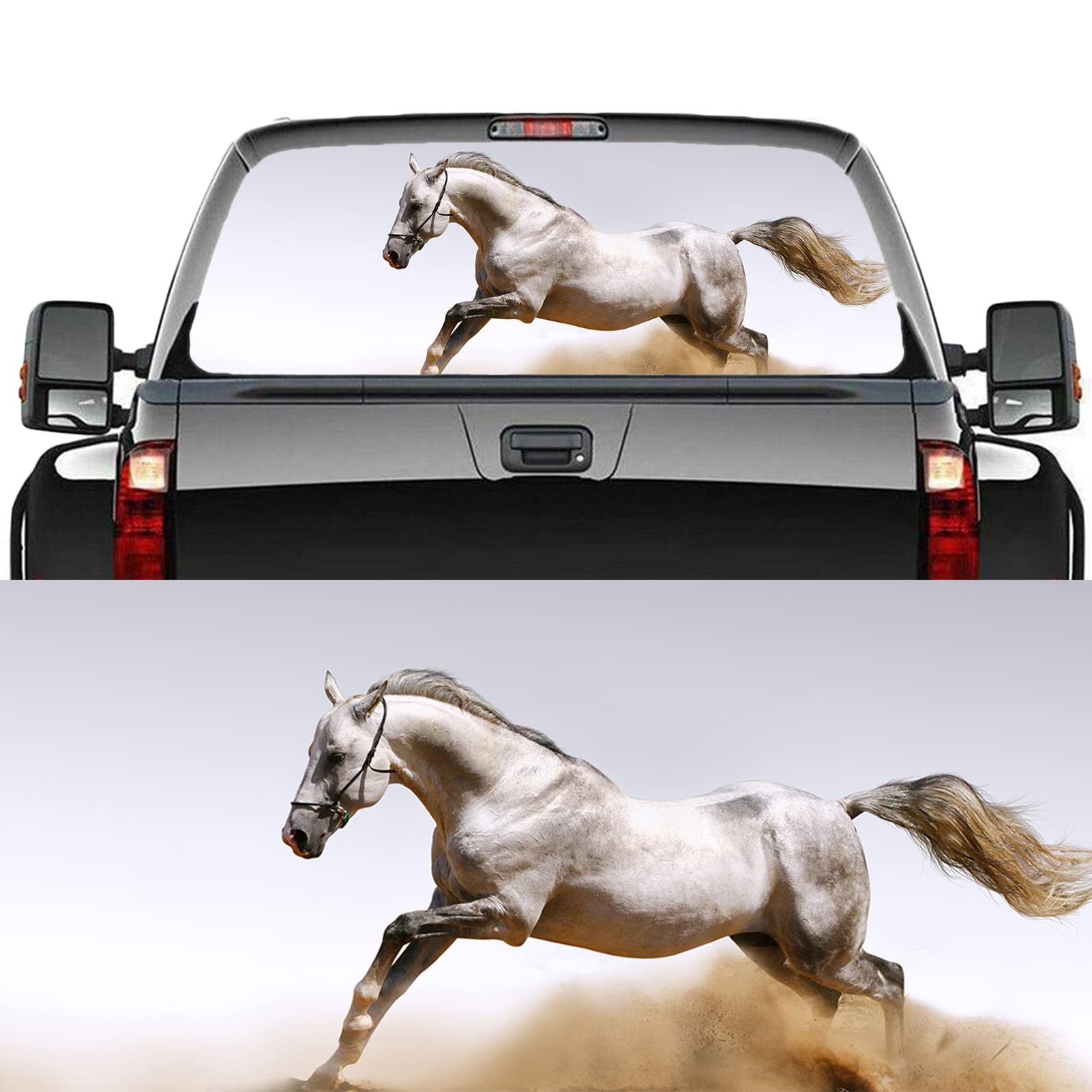 WOKEZ Adesivo del finestrino Posteriore, Adesivo Posteriore Adesivo per Cavallo Decal Grafico Perforato Vedi Attraverso Universal per i camioncini SUV,66x29 inch