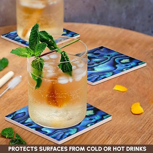 Miniatura 3 de 3dRose CST_73908_3 Patrón de concha de Paua 'abulón', Nueva Zelanda-AU02 DWA4678-David - Posavasos para azulejos de cerámica, juego de 4