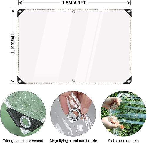 Miniatura 4 de Lonas transparentes de PVC resistente al agua, a prueba de polvo, anti-UV, antidesgarro, antienvejecimiento para invernadero, patio, jardín,