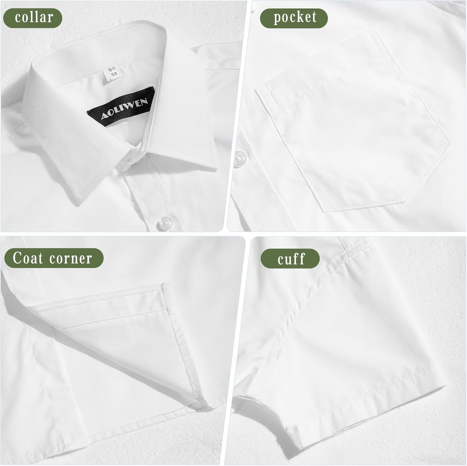 Boys Short Sleeve Button Down Shirt - Collared Uniform Dress Shirt - White Button Up Shirt Boys - Image 4